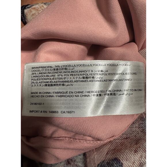 Finders Keepers Floral Twee Mini Dress Pink Linen Blend Square Neck Size M - Picture 5 of 6